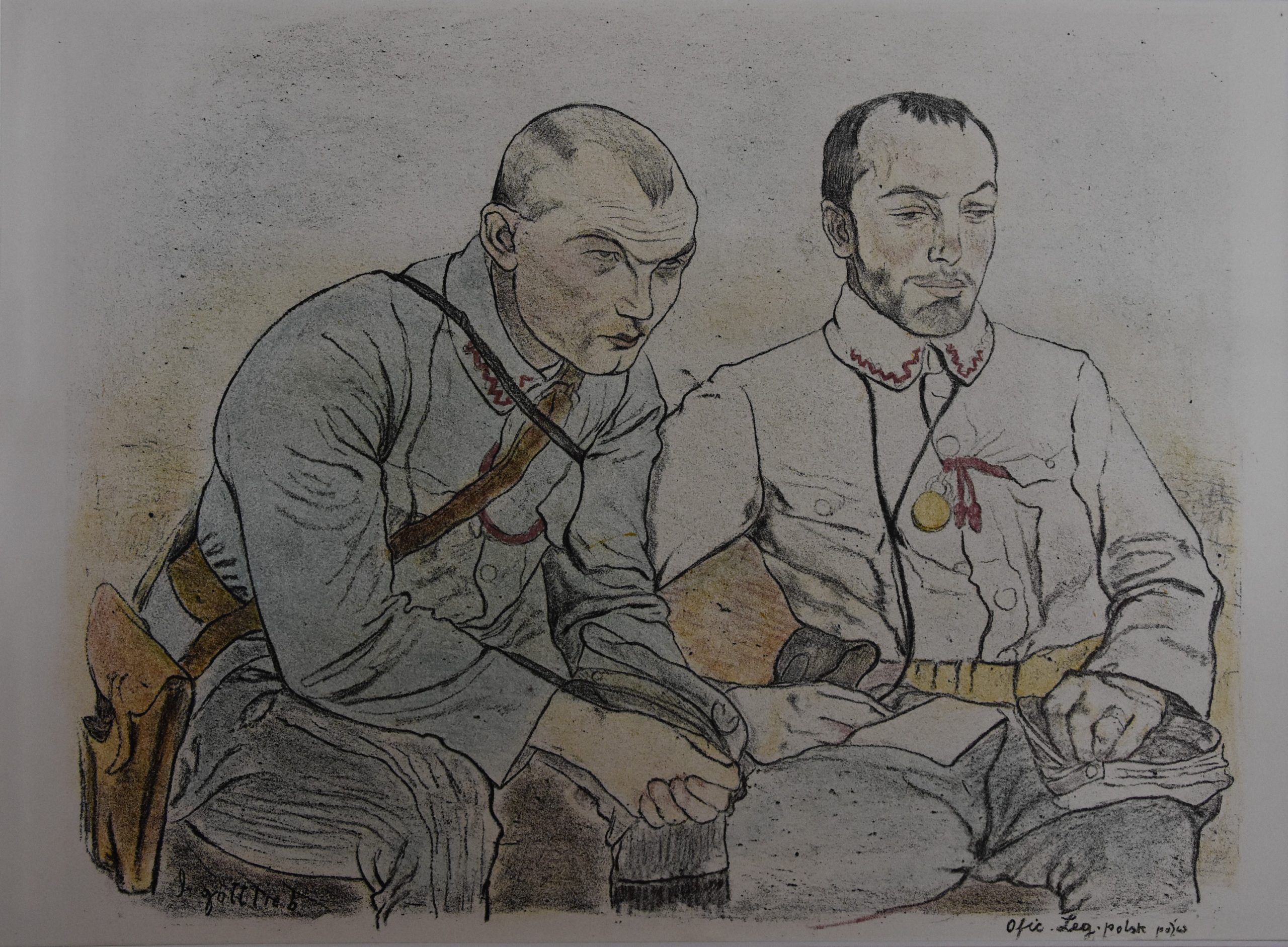 3612 ah, autor leopold gottlieb, obserwatorzy litografia barwna 1916 r. 43x33 cm