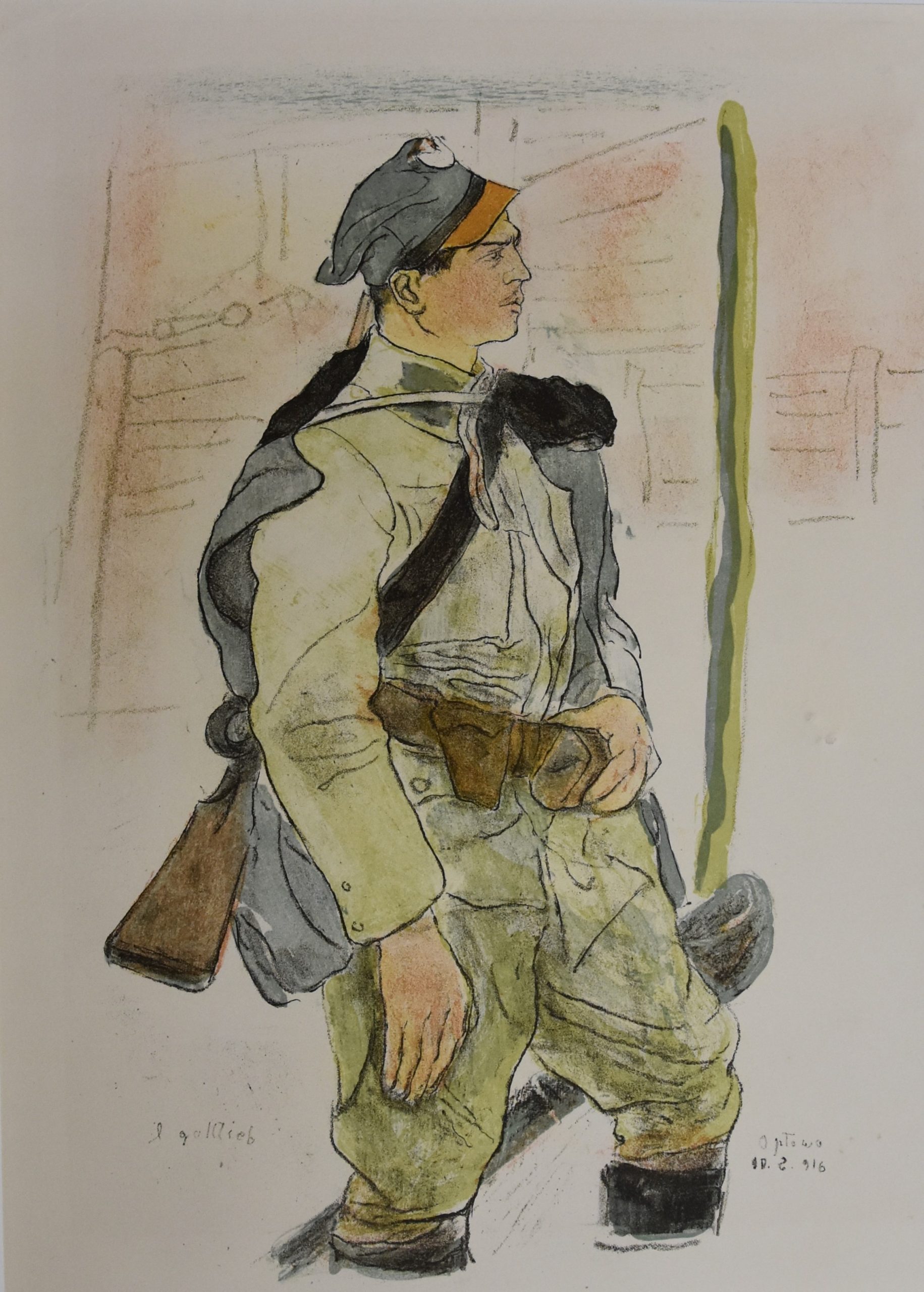 3617 ah, autor leopold gottlieb, ordynans konny, litografia barwna, 1916 r. 43x33 cm