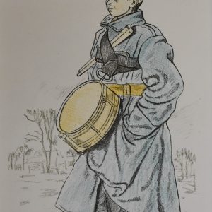 3618 ah, autor leopold gottlieb, mały dobosz, litografia barwna, 1916 r. 43x33 cm.