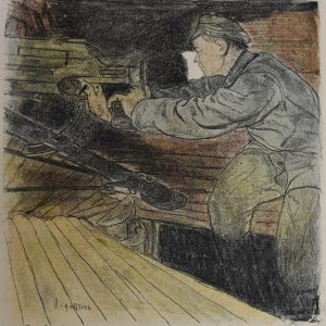 3619 ah, autor leopold gottlieb, na pozycji, litografia barwna, 1916 r. 43x33 cm.