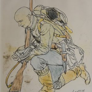 3622 ah, autor leopold gottlieb, pożegnanie, litografia barwna, 1916 r. 43x33 cm