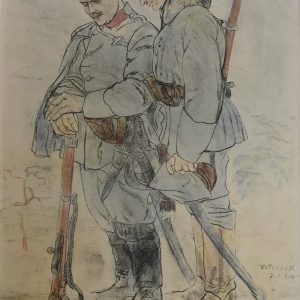 3623 ah, autor leopold gottlieb, Śpij kolego w ciemnym grobie, litografia barwna, 1916 r. 43x33 cm.