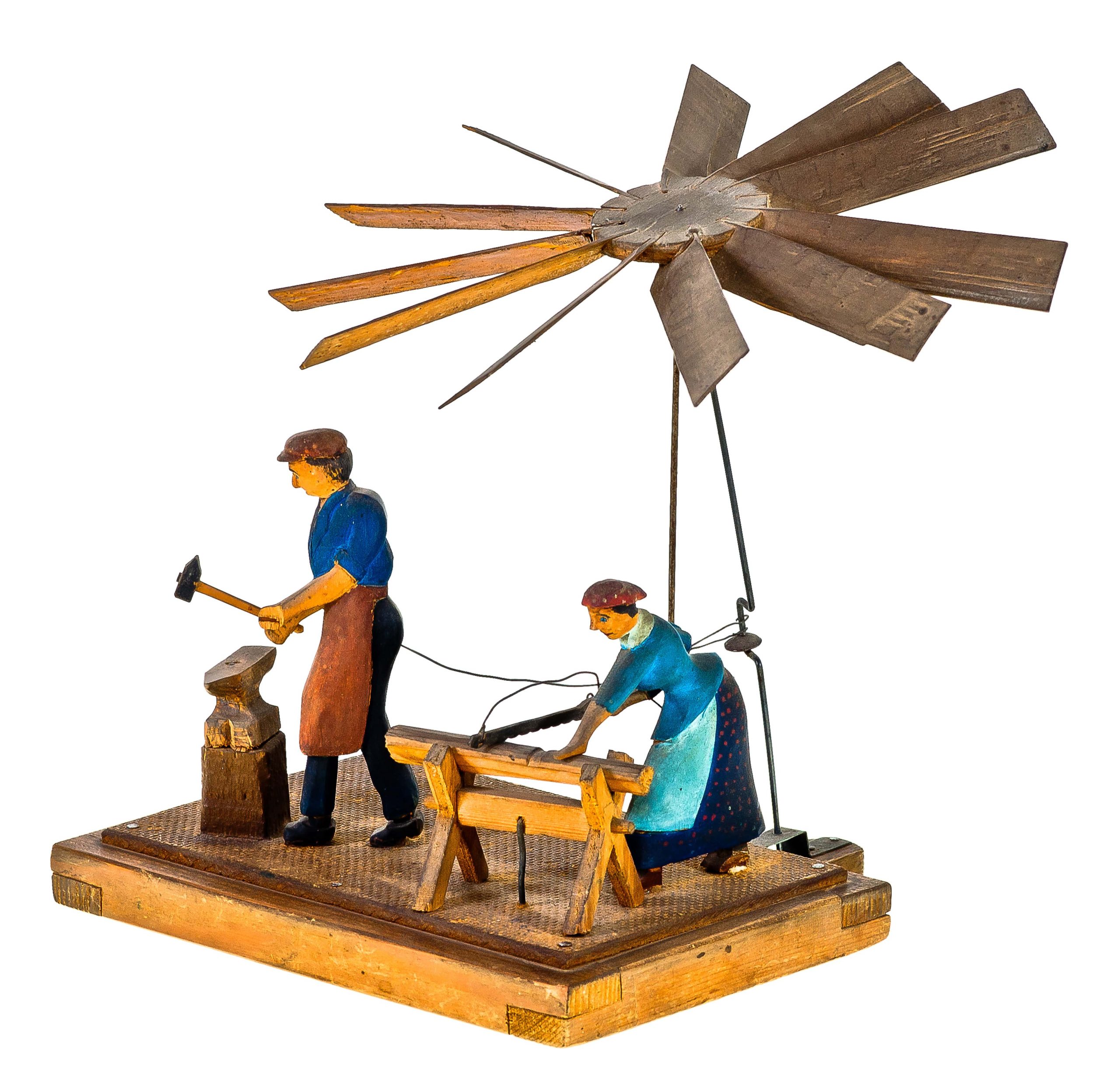 363 etnografia - kowal i tracz, zabawka, strodal, niegłowoce, 1953 r., wys. 20 cm, szer. 11 cm