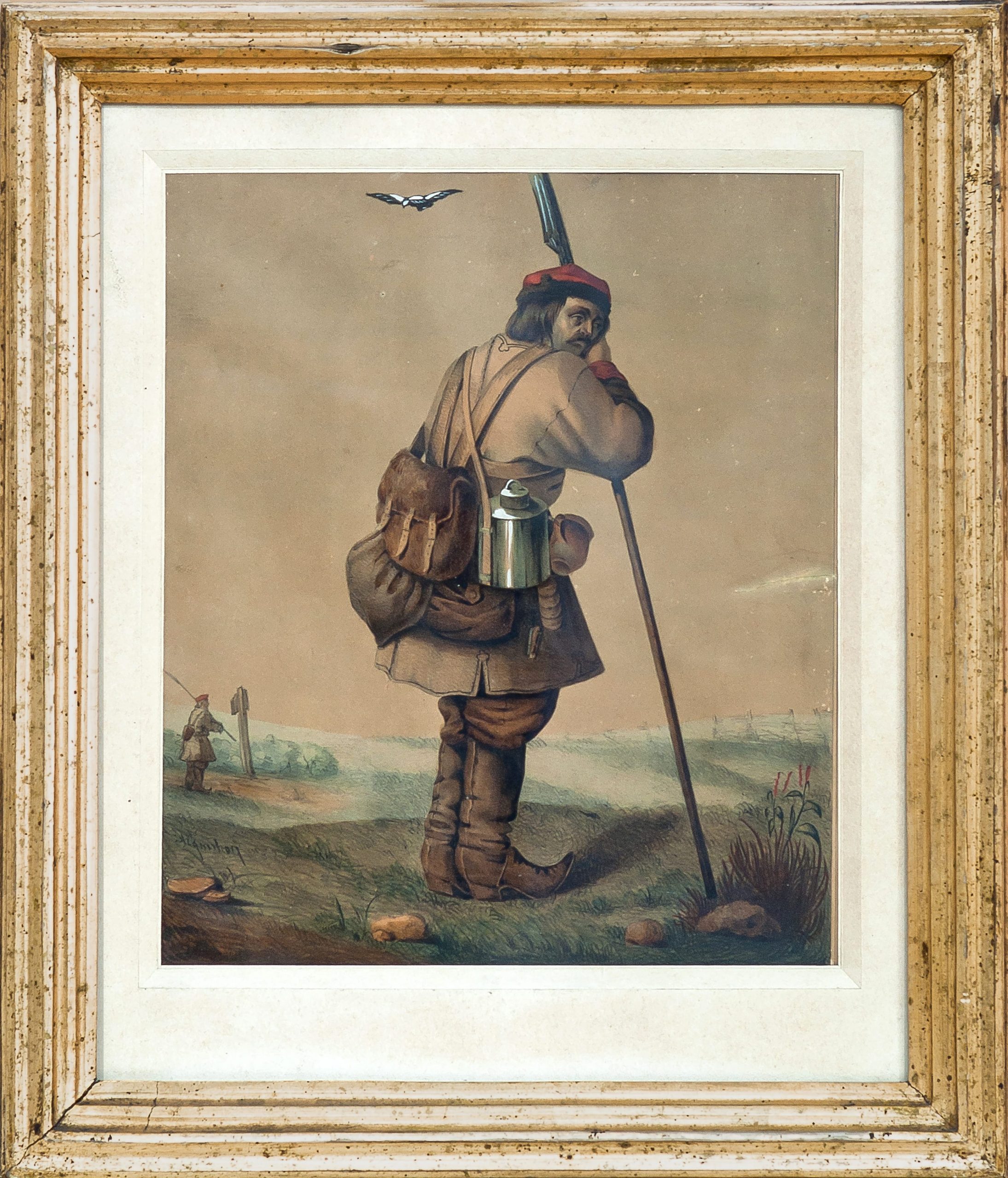 391 ah litografia kolorowa kosynier, autor  roman postępski, wymiary  32x39 cm.