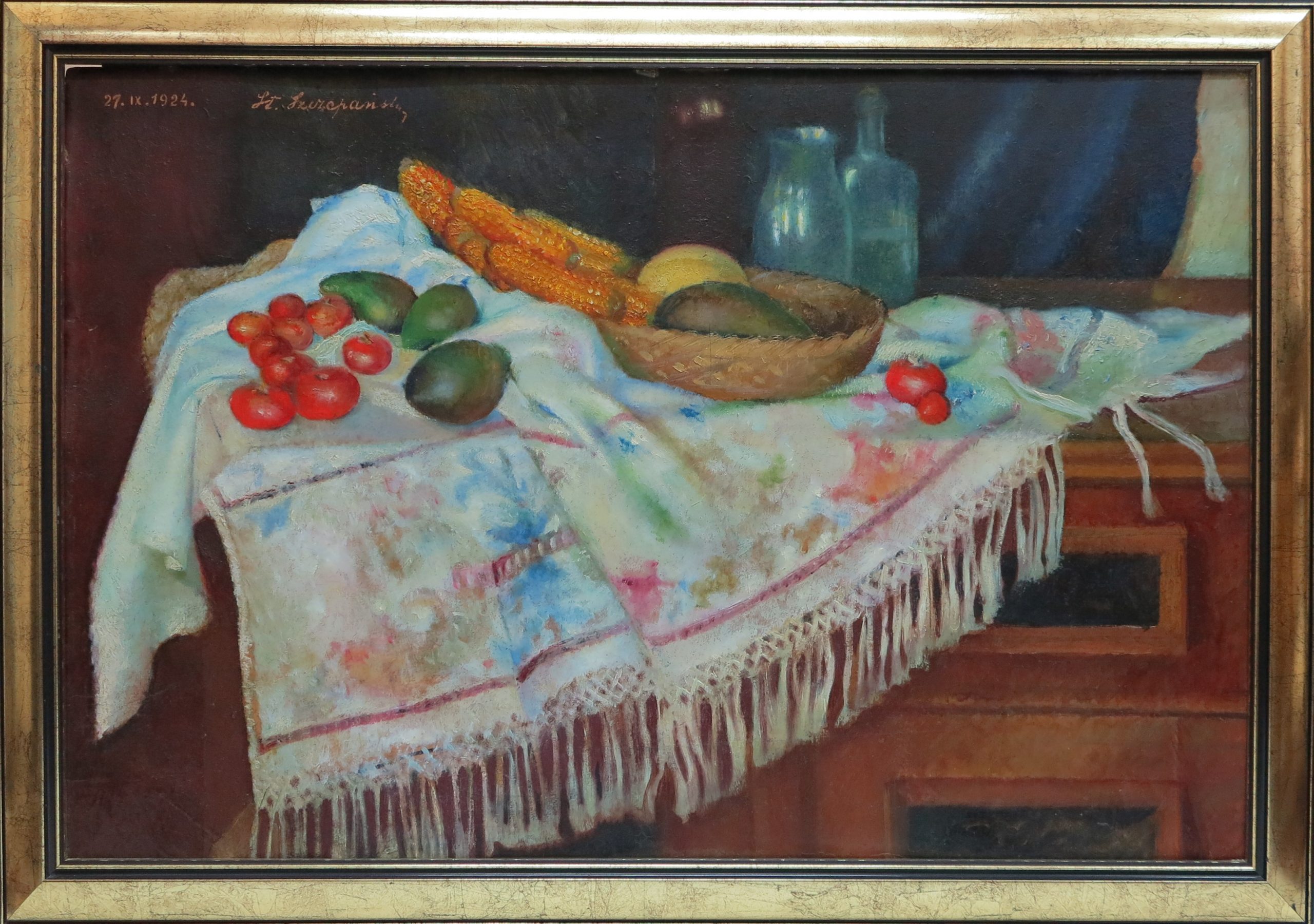 3914 ah, autor stanisław szczepański, martwa natura z jarzynami, 1924, olej na tekturze, 53x78