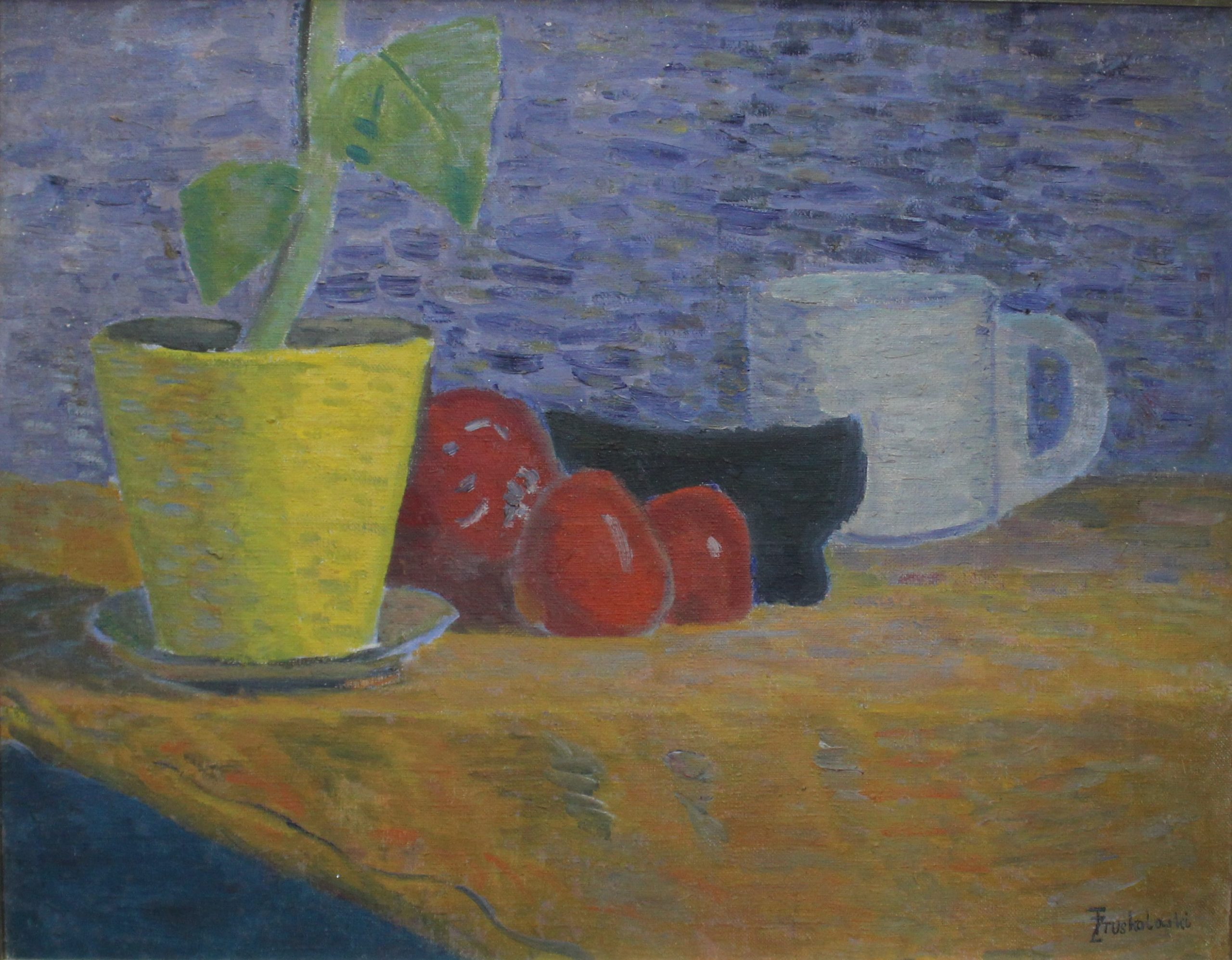 3943 ah, autor zdzisław truskolaski, martwa natura, 1946, olej na płótnie, 63x50 cm