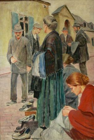 4884 AH autor Ignacy Pinkas, Targ, olej na sklejce, 134,5 x 92, fot. Desa