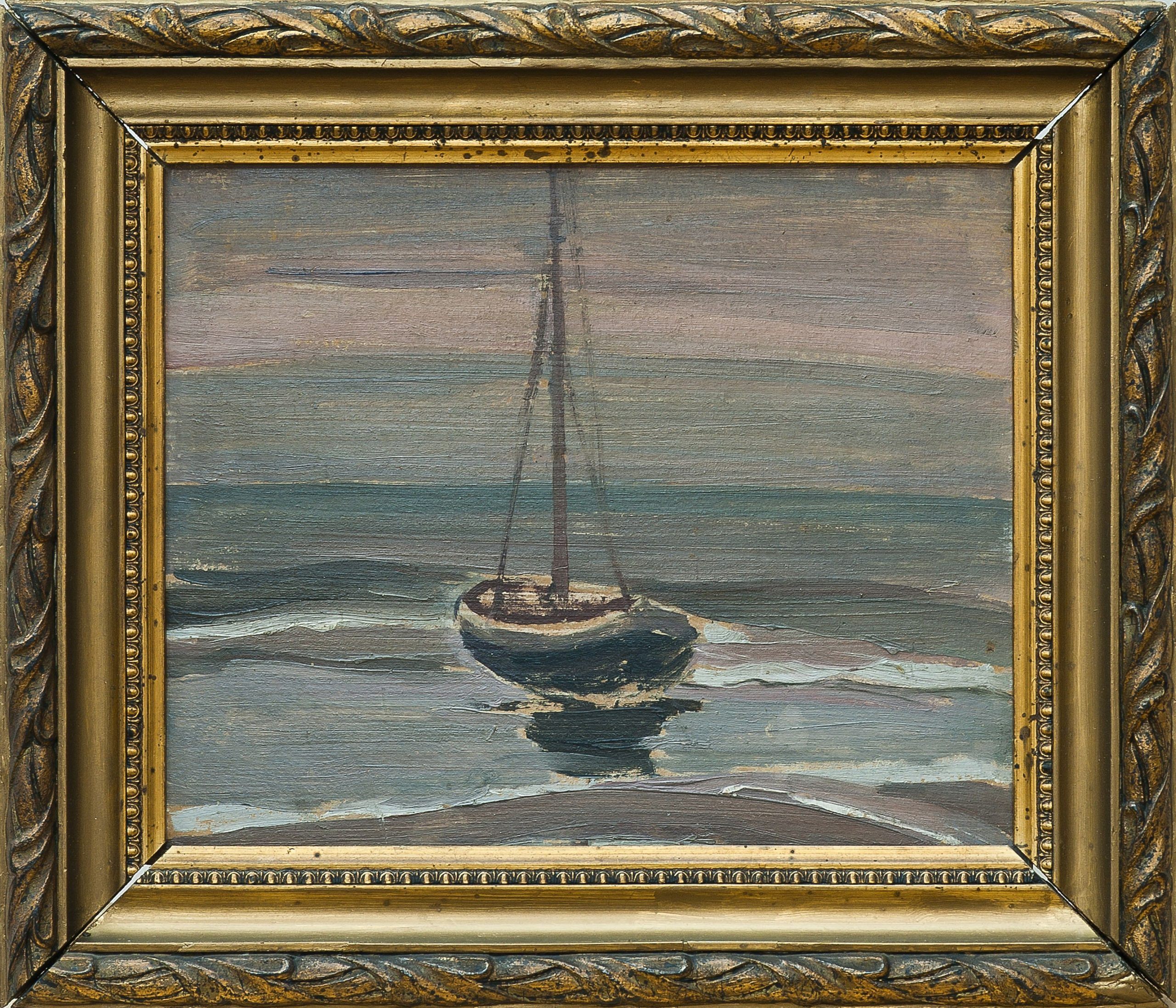 4886 AH autor Ignacy Pinkas, Na morzu, 1923, olej tektura, 22x27, fot. MSz