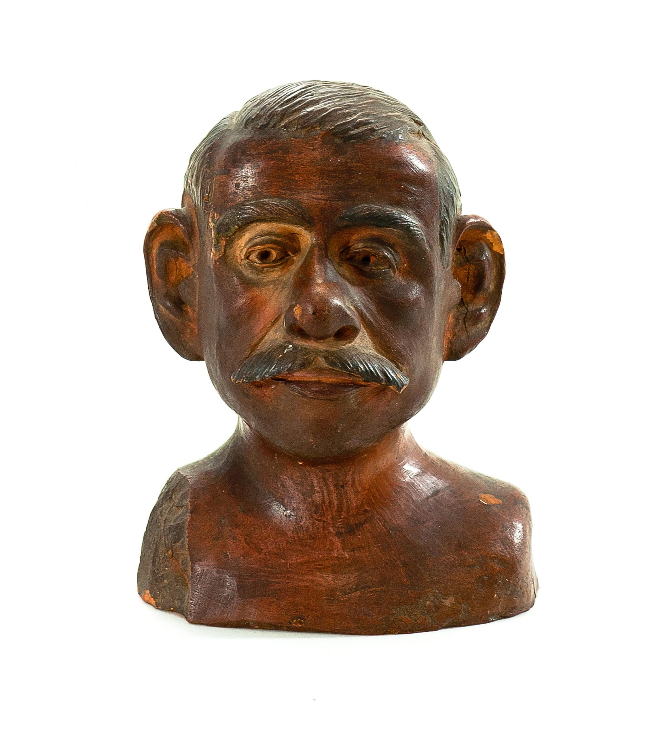494 etnografia - głowa garncarza, l. laskowski, kołaczyce, 1920 r., wys. 15 cm., gł. 7,5 cm, szer. 11,5 cm