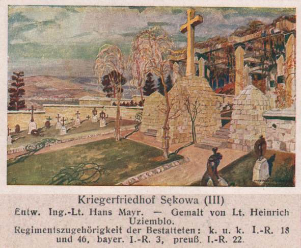 4980 ah pocztówka historyczna cmentarz w sękowej z okresu i wojny światowej