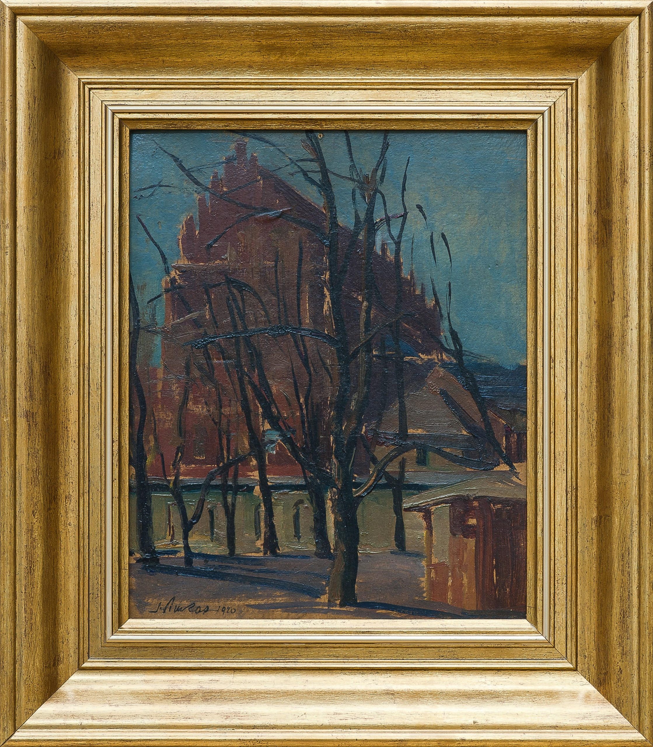 5396 AH autor Ignacy Pinkas, Kościół św. Trójcy w Krakowie, 1920, olej tektura, 20,5x26, fot. MSz