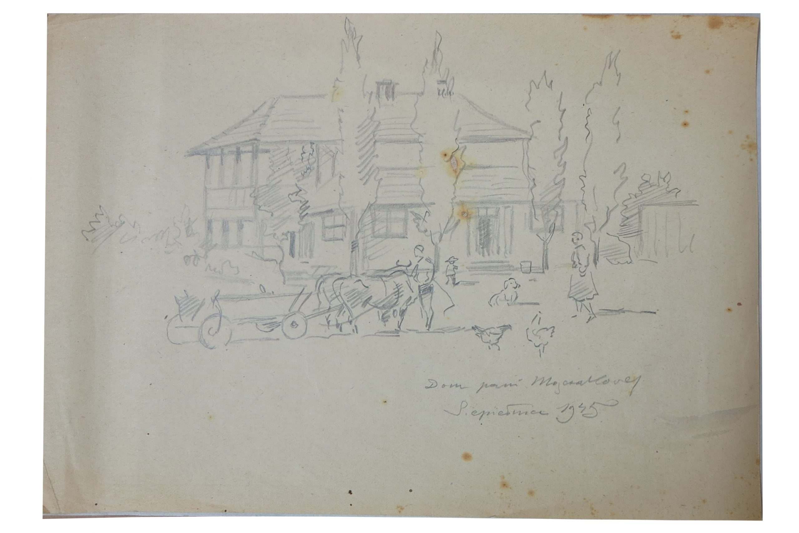5406 ah  autor karol kossak, dom pani mączakowej w siepietnicy, 1945 r. 20x30