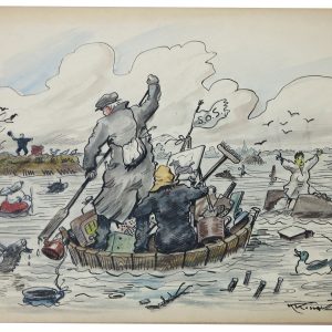 5407 ah  autor karol kossak, powódź, akwarela, po 1945 r.