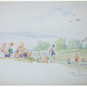 5412 ah autor karol kossak, wisłoka-plaża, 1946 r. 20x30 cm.