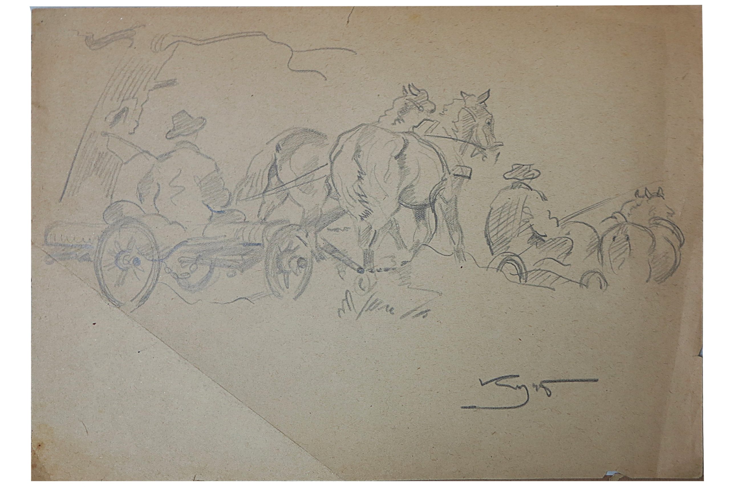 5419 ah autor karol kossak, do lasu, rysunek węglem, 1945 r. 20x30 cm.