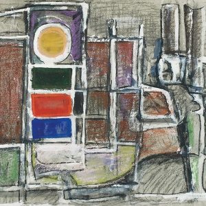 5433 ah, jan wodyński, kompozycja, pastel gwasz na kartonie, 44x56 cm