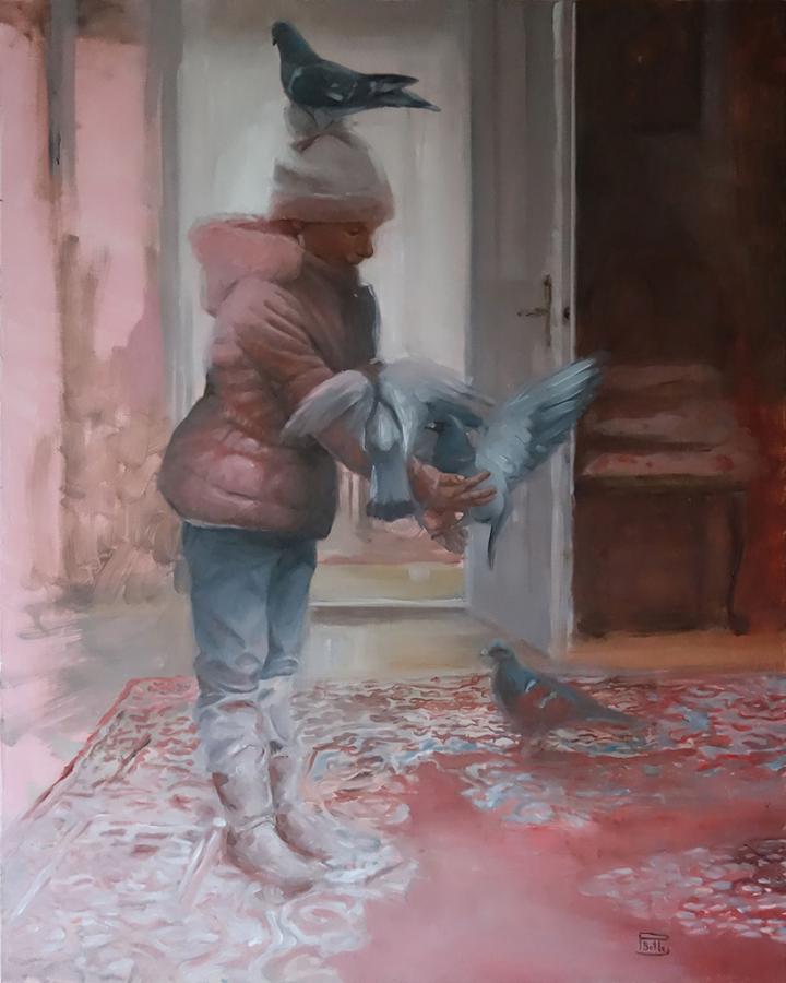 5436 ah, autor piotr betlej, ptaki, olej na płótnie xxi w.