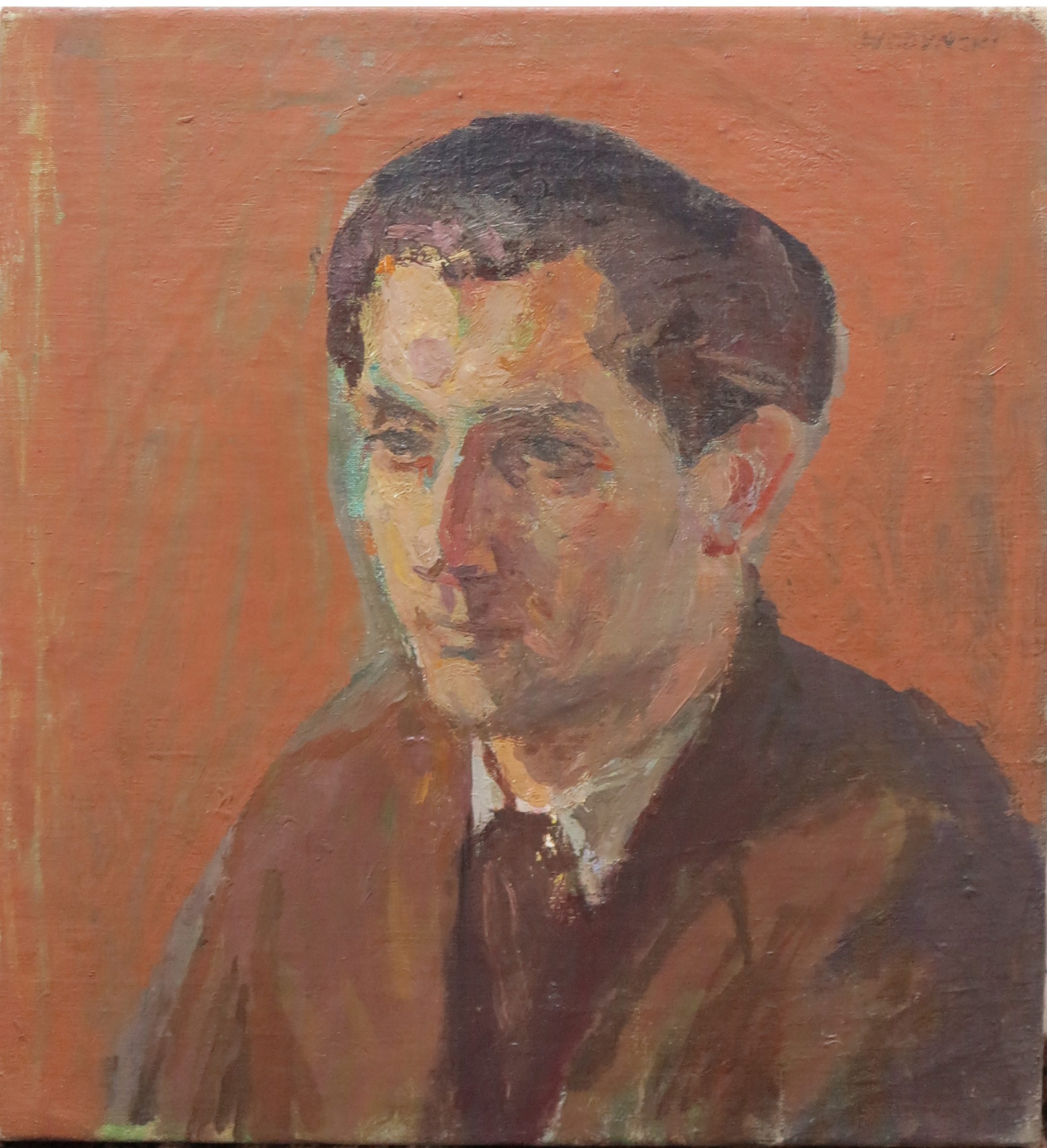 5460 ah, jan wodyński,  portret mężczyzny, 41 x 38 cm, olej na płótnie.