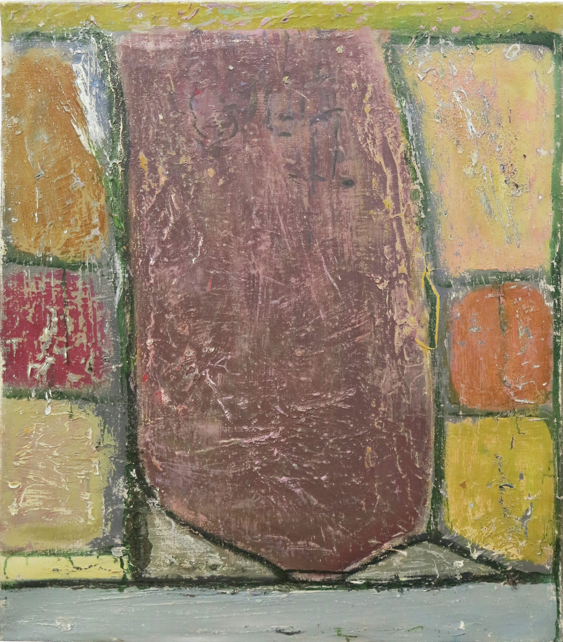 5465 ah, jan wodyński, kompozycja geometryczna, 55 x 46 cm, olej na płótnie.