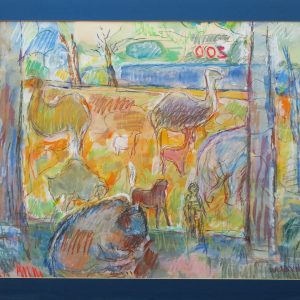 5468 ah, jan wodyński, zoo, 80 x 100 cm,  pastele