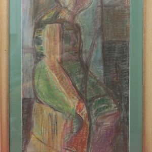 5469 ah, jan wodyński, siedząca, 95 x 59 cm., pastele