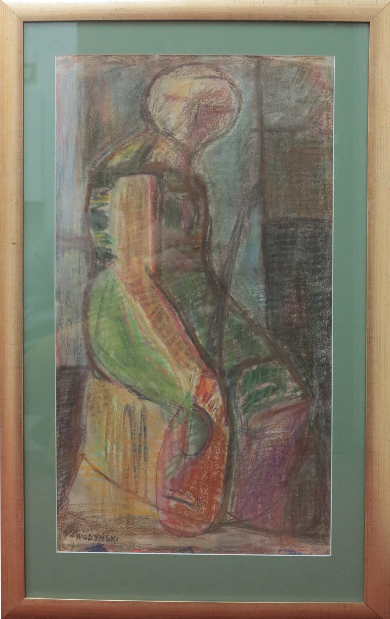 5469 ah, jan wodyński, siedząca, 95 x 59 cm., pastele
