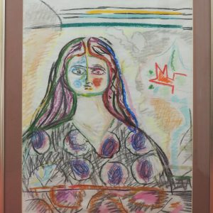 5470 ah, jan wodyński, portret kobiety (złe oczy), 76x58 cm., pastele