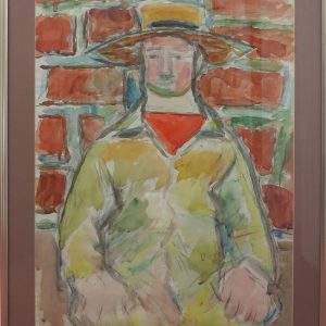5471 ah, jan wodyński,  mężczyzna w kapeluszu, 76x58 cm, akwarela
