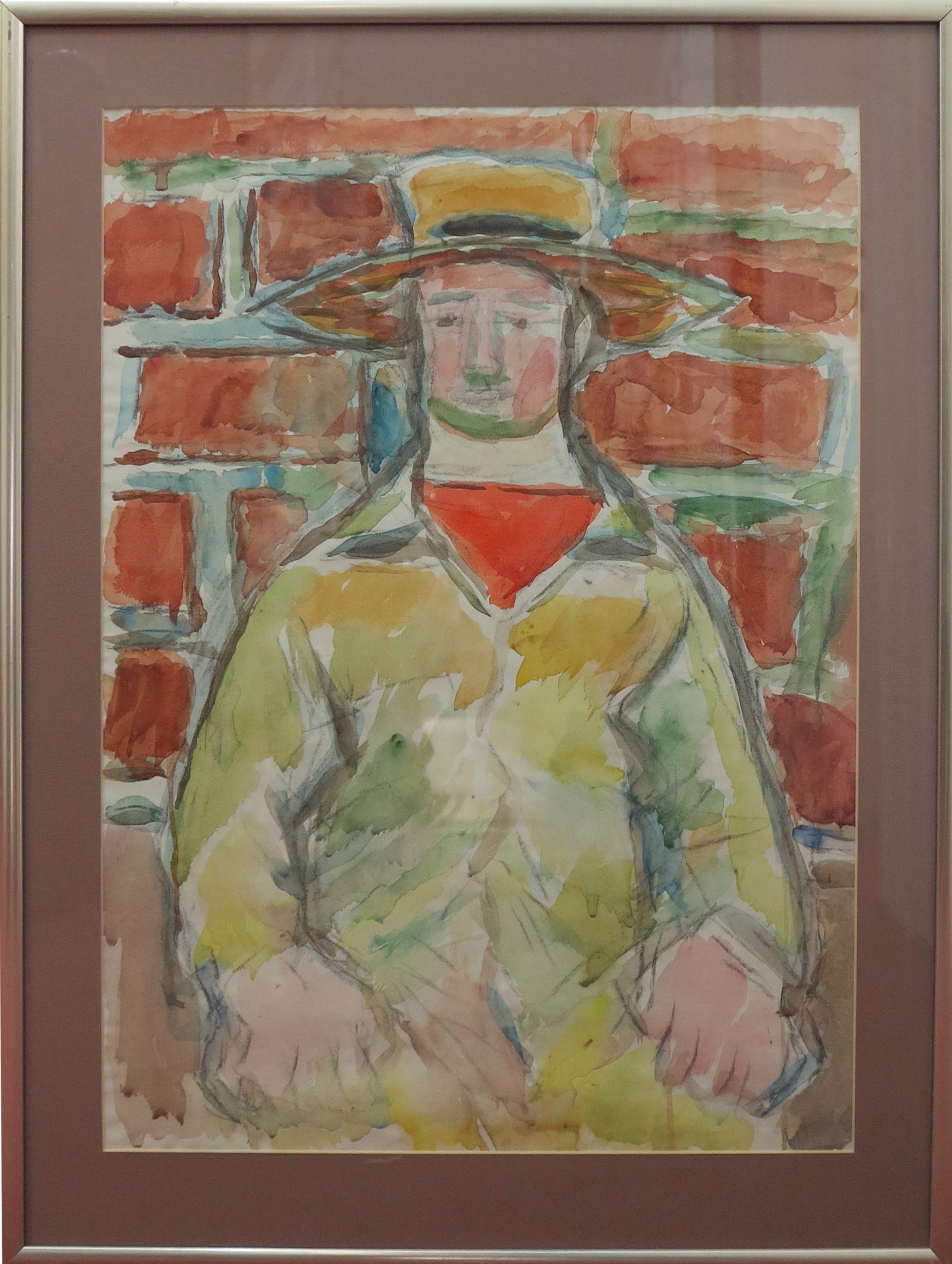 5471 ah, jan wodyński,  mężczyzna w kapeluszu, 76x58 cm, akwarela