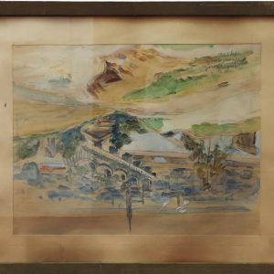 5492 ah, jan wodyński, włocławek, 47x57 cm. w ramie, 1950, akwarela