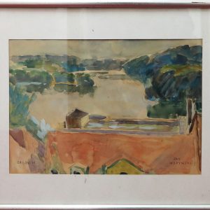 5493 ah, jan wodyński, Łagów, 37x52, akwarela, 1948 r.