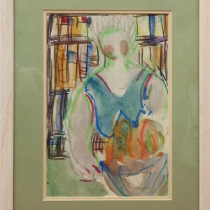 5494 ah, jan wodyński,  kobieta z pomarańczami, 47x37 w ramie, tech. mieszana.