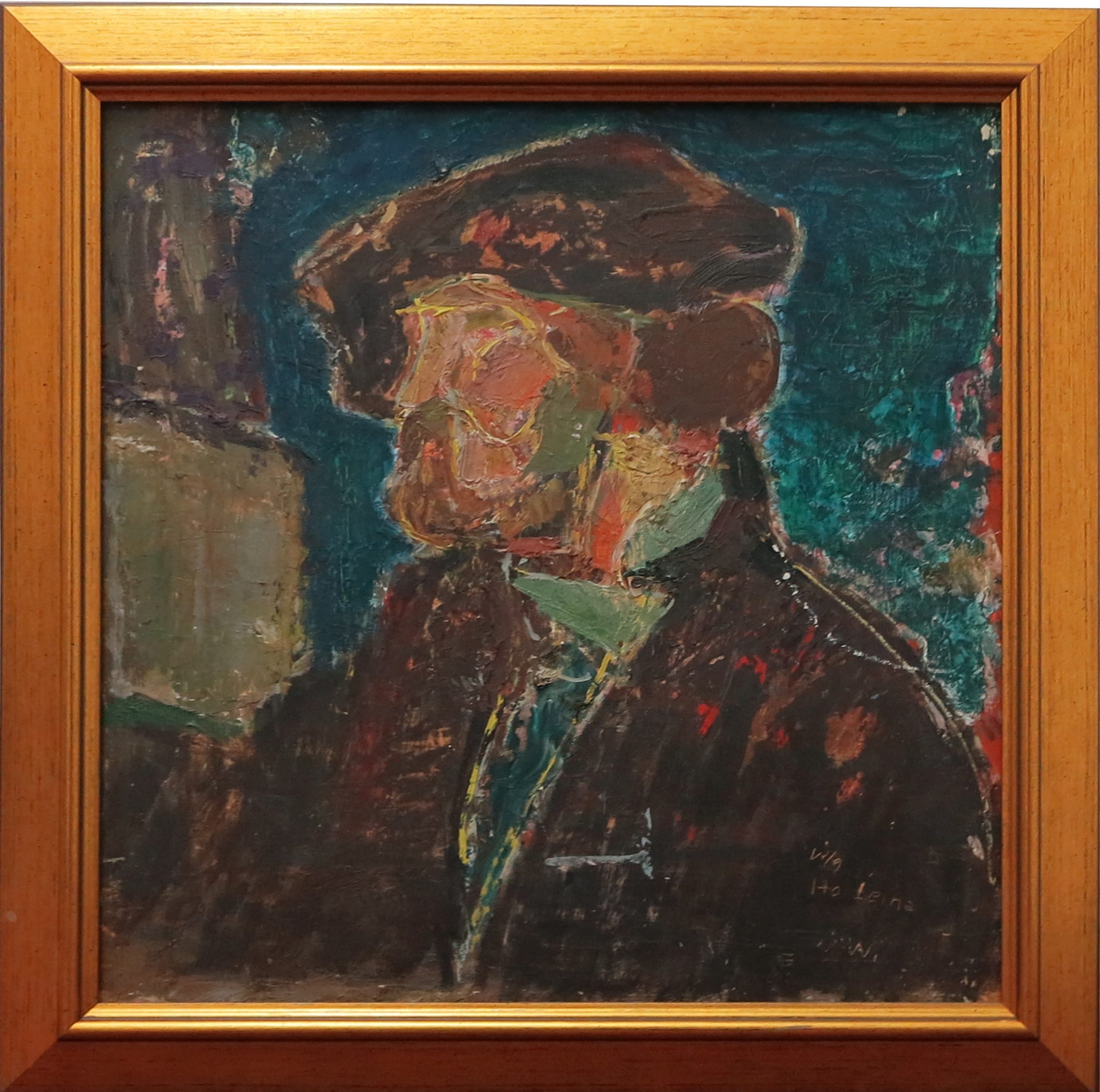 5498 ah, jan wodyński,  portret mężczyzny wg holbeina 54x54, olej na dykcie.