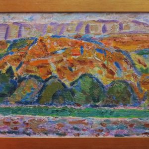 5499 ah, jan wodyński, pejzaż górski, 54x89, olej na dykcie