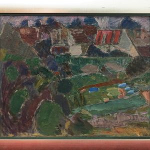 5501 ah, jan wodyński,  pejzaż dramatyczny, 60x73, olej na płótnie