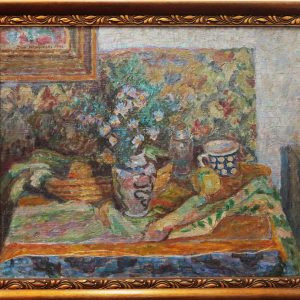 5502 ah, jan wodyński,  martwa natura z ludowym garnuszkiem, 60x73, 1946, olej na płótnie