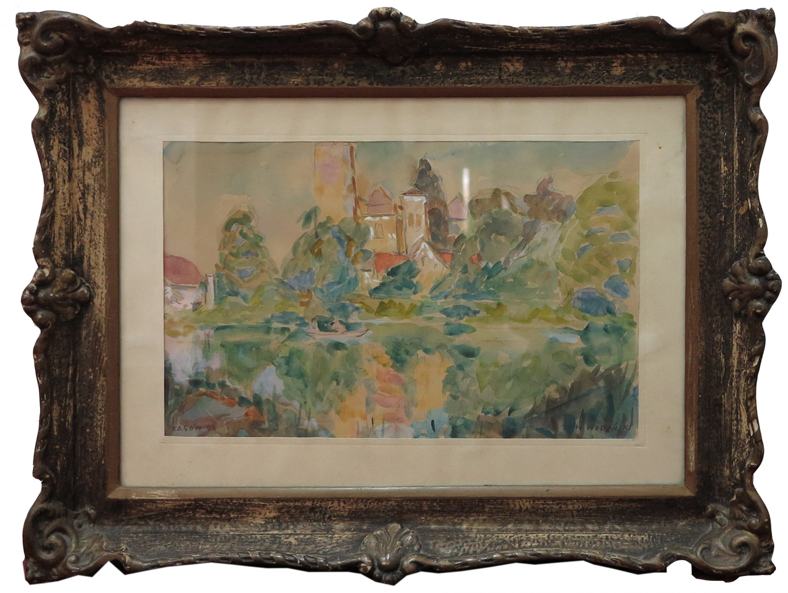 5505 ah, jan wodyński,  zamek w Łagowie, 43x56, 1948, akwarela