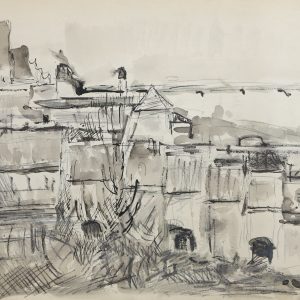 5537 ah,  jan wodyński, miasto, tusz, 29,5 x 42 cm.