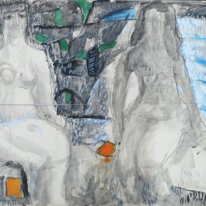 5546 ah, jan wodyński, akt podwójny, akwarele, pastel, 75x100,5 cm.