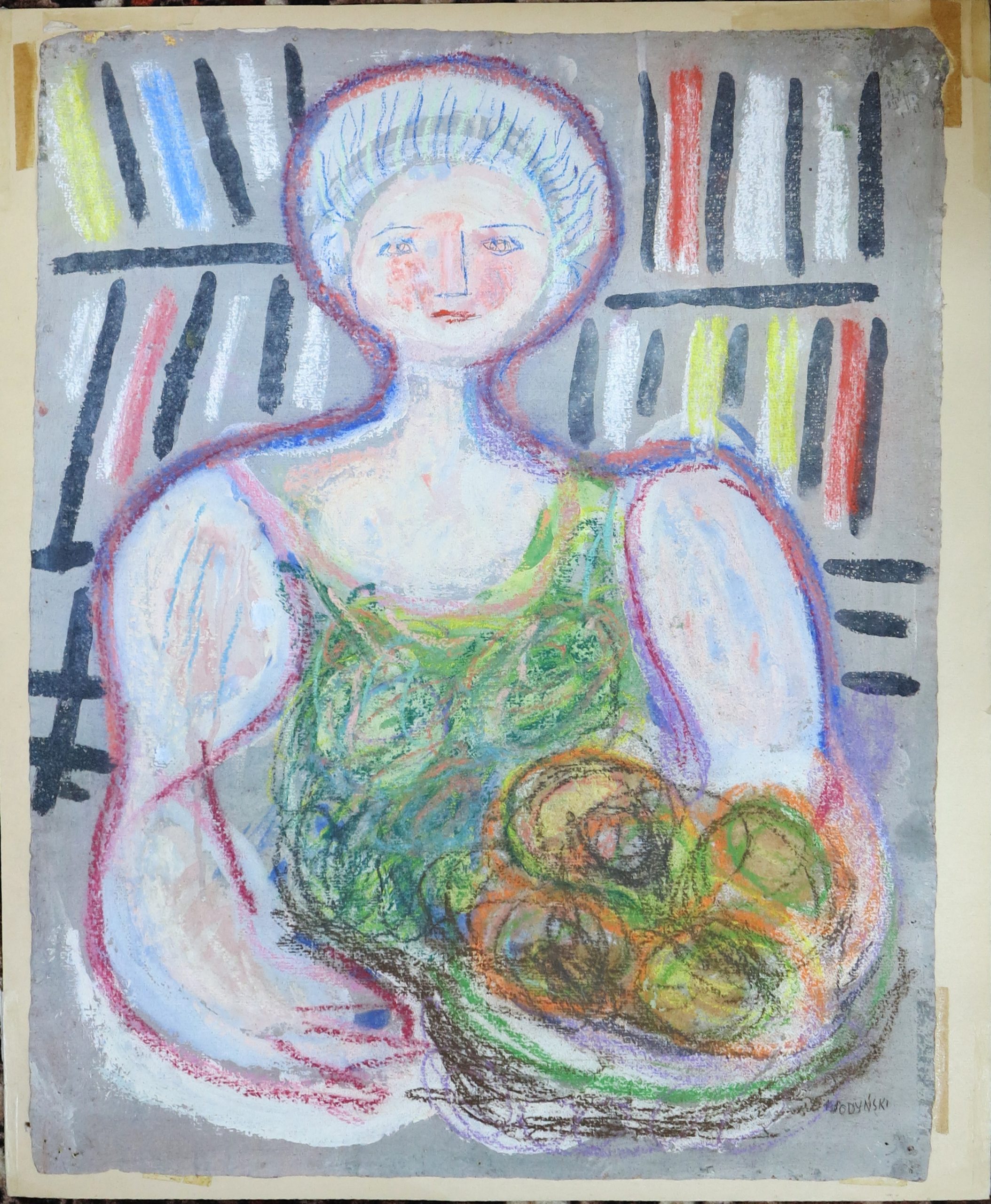 5549 ah, jan wodyński, martwa natura, pastele, 45,5x57,5 cm.