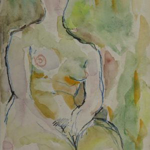 5614 ah, jan wodyński, akt, akwarele, kredki, 32 x 23 cm.