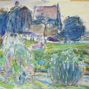 5638 a-h,  jan wodyński, widok z krosna, akwarela, pastel, 29 x 42 cm.