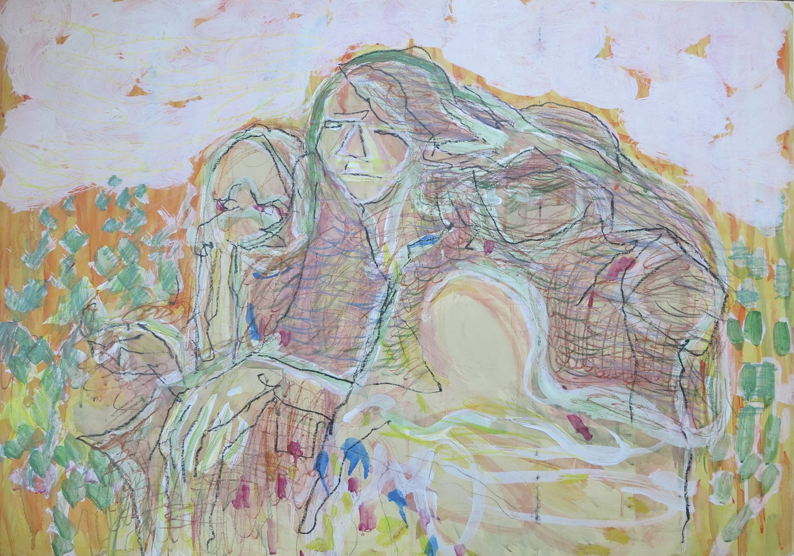5650 ah jan wodyński, wietnam 68, 1969, gwasz, kredka, 69,5 x 99,5 cm.