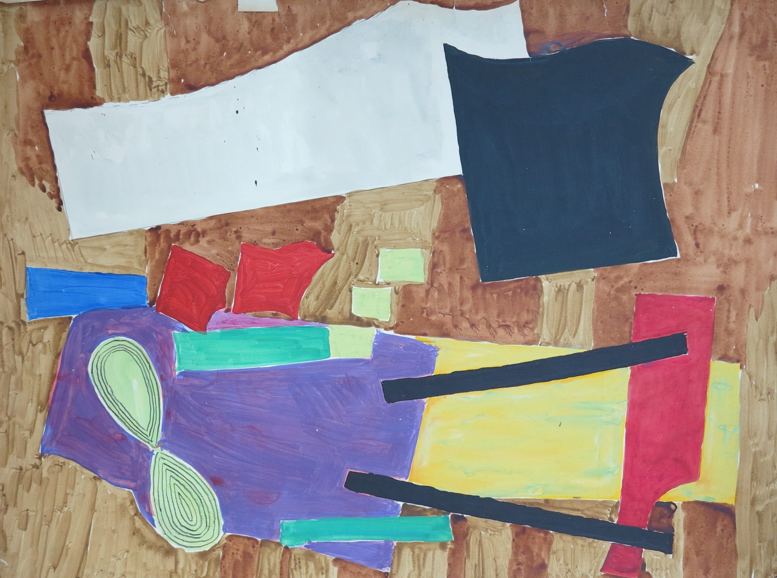 5667 ah jan wodyński, kompozycja, gwasz, 100 x 75 cm.