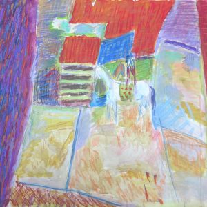 5678 ah jan wodyński, cyrk, 1979, gwasz, pastele, 70 x 95 cm.