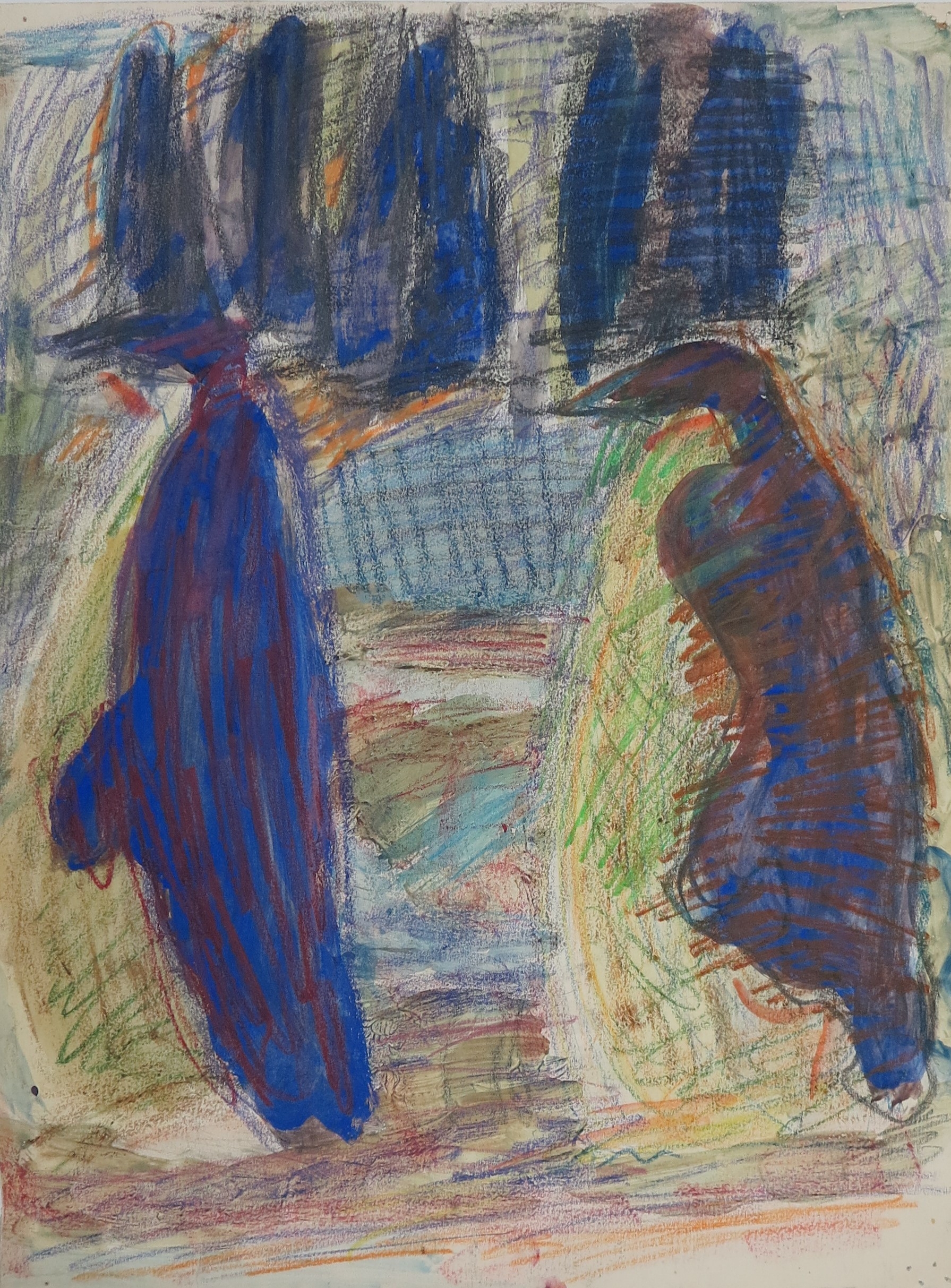 5727 ah jan wodyński, pingwiny, pastele, 50 x 37,5 cm.