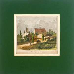5914 ah kościół parafialny w jaśle, drzeworyt barwny, 17 x 18 cm, xix w.