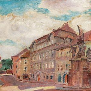 5933 ah autor ignacy pinkas, plac maltański na malej stranie w pradze, 1925, olej tektura, 22x27,