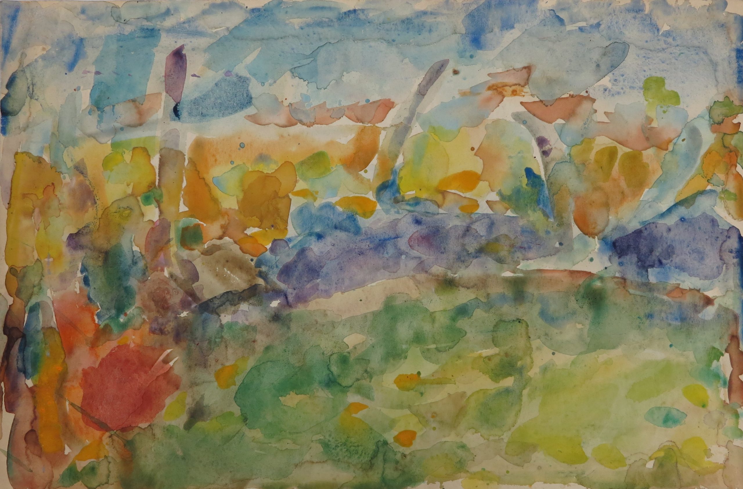5971 ah jan wodyński, pejzaż, akwarela, 32 x 48 cm.