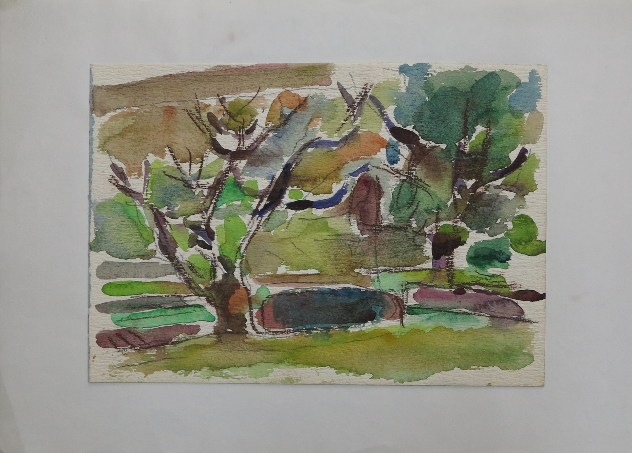 5976 ah jan wodyński, pejzaż, akwarele, 20,5 x 29,5 cm.
